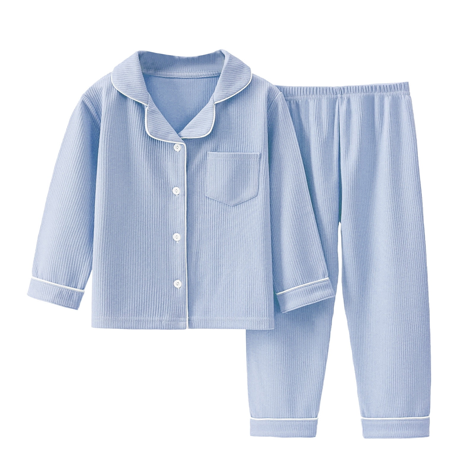 Huvoen Unisex Teen Kids Jogger Sweatsuit Set 2Pcs Toddler Baby Kids Winter Boys Girls Solid Color Long Sleeved Button Thin Velvet Home Wear Clothes Suit Blue 18 Months