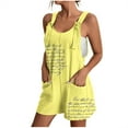 thumbnail image 1 of Huvoen Women Summer Linen Overalls Shorts Loose Fits Sleeveless Knot Strap Cotton Cute Printed Short Romper Jumpsuits with Pockets Yellow xxl, 1 of 6