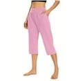 thumbnail image 1 of Huvoen Womens Capris for Summer Dressy Womens Capris for Summer Tummy-Control Yoga Capris with Pockets Wide Leg Stretchy Pants Plus Size Cropped Pants Pinks s, 1 of 6