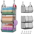 thumbnail image 1 of Huxidaja 3-Tier Hanging Closet Organizer, Stackable Heavy-Duty Metal Wire Baskets with Hooks, Black, 1 of 10