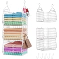 thumbnail image 1 of Huxidaja 3-Tier Hanging Closet Organizer, Stackable Heavy-Duty Wire Baskets with Hooks, White, 1 of 9