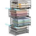 thumbnail image 1 of Huxidaja 4-Tier Sliding Closet Organizers, Stackable Carbon Steel Pull-Out Wire Baskets with Slide Rails, Black, 1 of 8