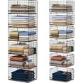 thumbnail image 1 of Huxidaja 6-Tier Stackable Closet Organizers, Foldable Iron Mesh Basket Bins for Clothes Storage, Black, 1 of 8
