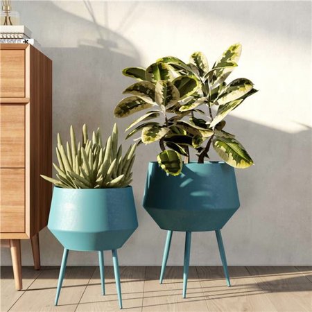 Huxley Mid Century Modern Planters, Blue - Set of 2