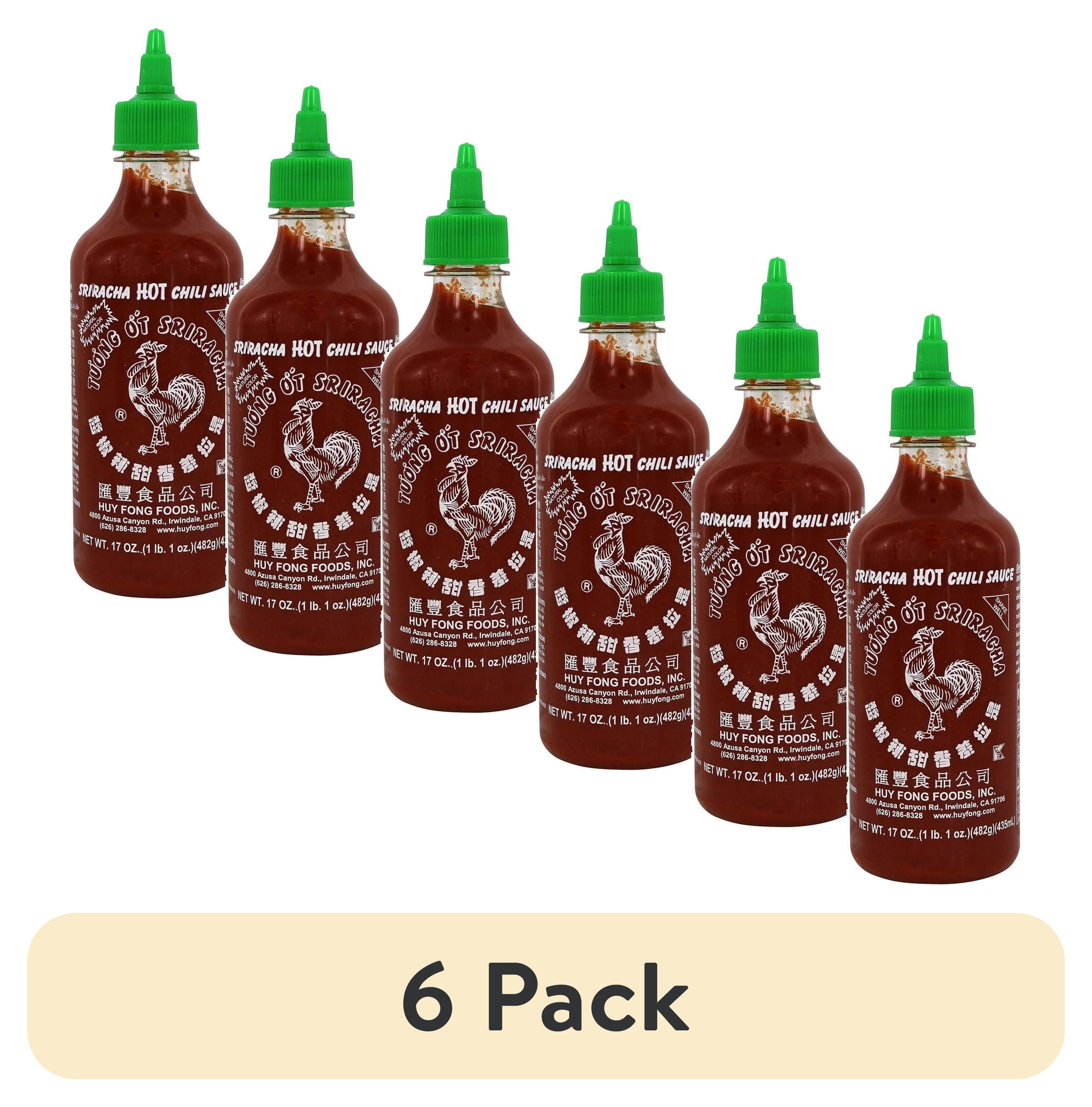 (6 pack) Huy Fong Foods Sriracha Hot Chili Sauce, Medium (17 oz.)