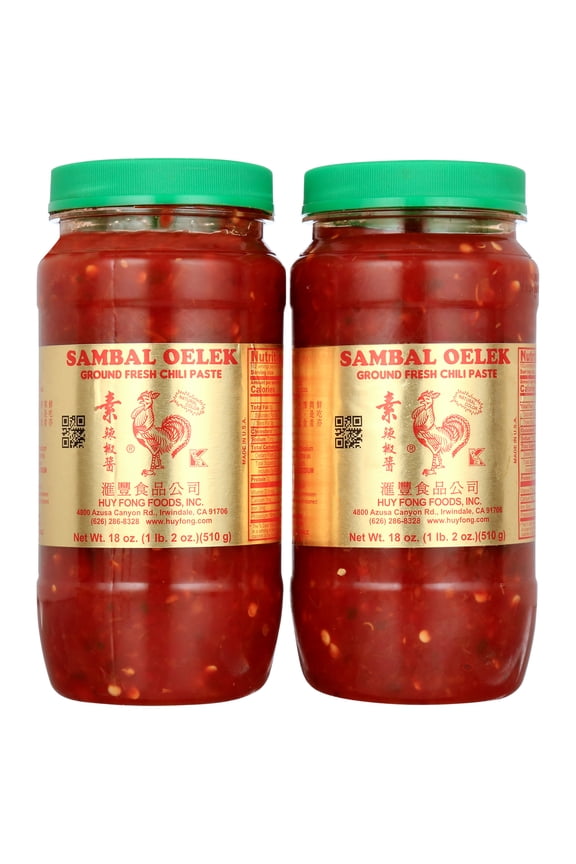Sambal Oelek Ground Fresh Chili Paste, 18 oz (Pack of 2), with DEGLOBAL 2 oz Natural Bagasse Fiber Cup