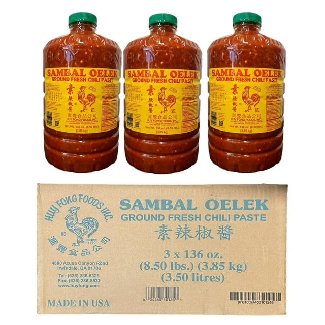 Huy Fong SAMBAL OELEK Ground Fresh Chili Paste, 136oz Pack of 3 (1