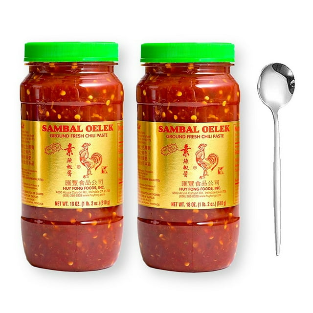 Huy Fong Sambal Oelek Ground Fresh Chili Paste 18 oz X 2 with Bonus