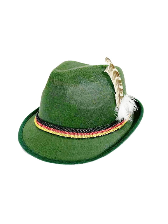 Unisex Bavarian Fedora Hat with Feather Wool Felt Casual Party Accessory for Men Women GN1