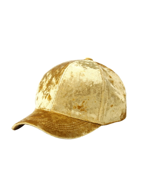 Unisex Velvet Baseball Cap Blank Solid Color Soft Hat with Curved Brim Vintage Streetwear Adjustable Hat for Men & Women Yellow