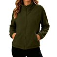 thumbnail image 1 of Huyun Womens Fleece Zip Up Jacket Lightweight Stand Collar Long Sleeve Athletic Running Jacket with Pockets Green,XXL, 1 of 5