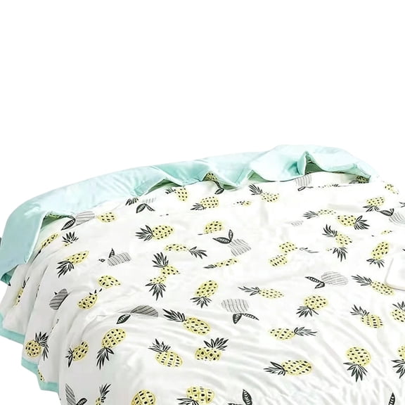Huzdenx 55.12in x 78.74in Pineapple Printed Summer Air Conditioning Quilt, Lightweight Breathable Cooling Bed Blanket, Reversible Soft Thin Quilt, Machine Washable All Season Bedspread