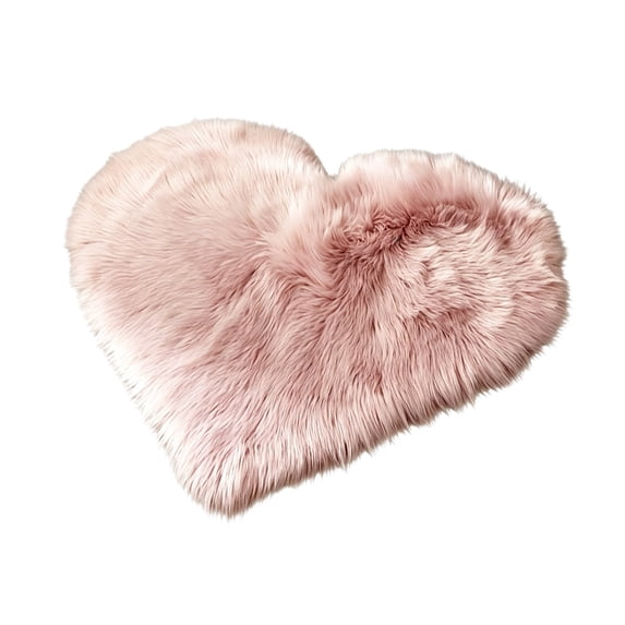 Huzdenx Heart Shaped Plush Floor Rug, Soft Fluffy Love Heart Carpet, Non Slip Cute Decorative Mat for Bedroom Living Room Bedside Indoor Home Decor