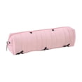 thumbnail image 1 of Huzdenx Quilted Puffy Fabric Pencil Pouch with Embroidery Bow, Minimalist Zipper Stationery Case, Wear Resistant Portable Multi Purpose Daily Storage Bag, Multiple Colors Available, 1 of 5