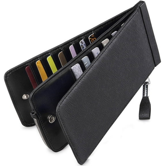 Huztencor Womens Leather Credit Card Holder Wallet RFID Blocking Wallet Women Card Case Purse Black