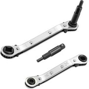 Hvac Service Wrench, Refrigeration Service Wrench Set, 3/8  to 1/4 , 5/16 x 1/4 Ratcheting Service Wrench with Hex Bit Adapter for Air Conditioning, Refrigeration Equipment,Equipment Repair