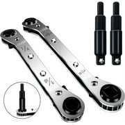 Hvac Service Wrench Tools Set,Refrigeration Wrench,3/8 to 1/4, 5/16 x 1/4 Ratchet Service Hvac Tools with 2 Hexagon Bit Adapter Kit for Air Conditioning Refrigeration Tools and Equipment Repair