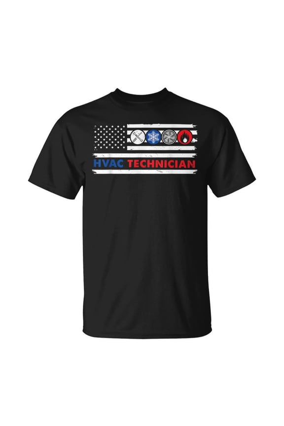 Hvac Tech American Flag Men Women Tshirt Graphic Print Unisex
