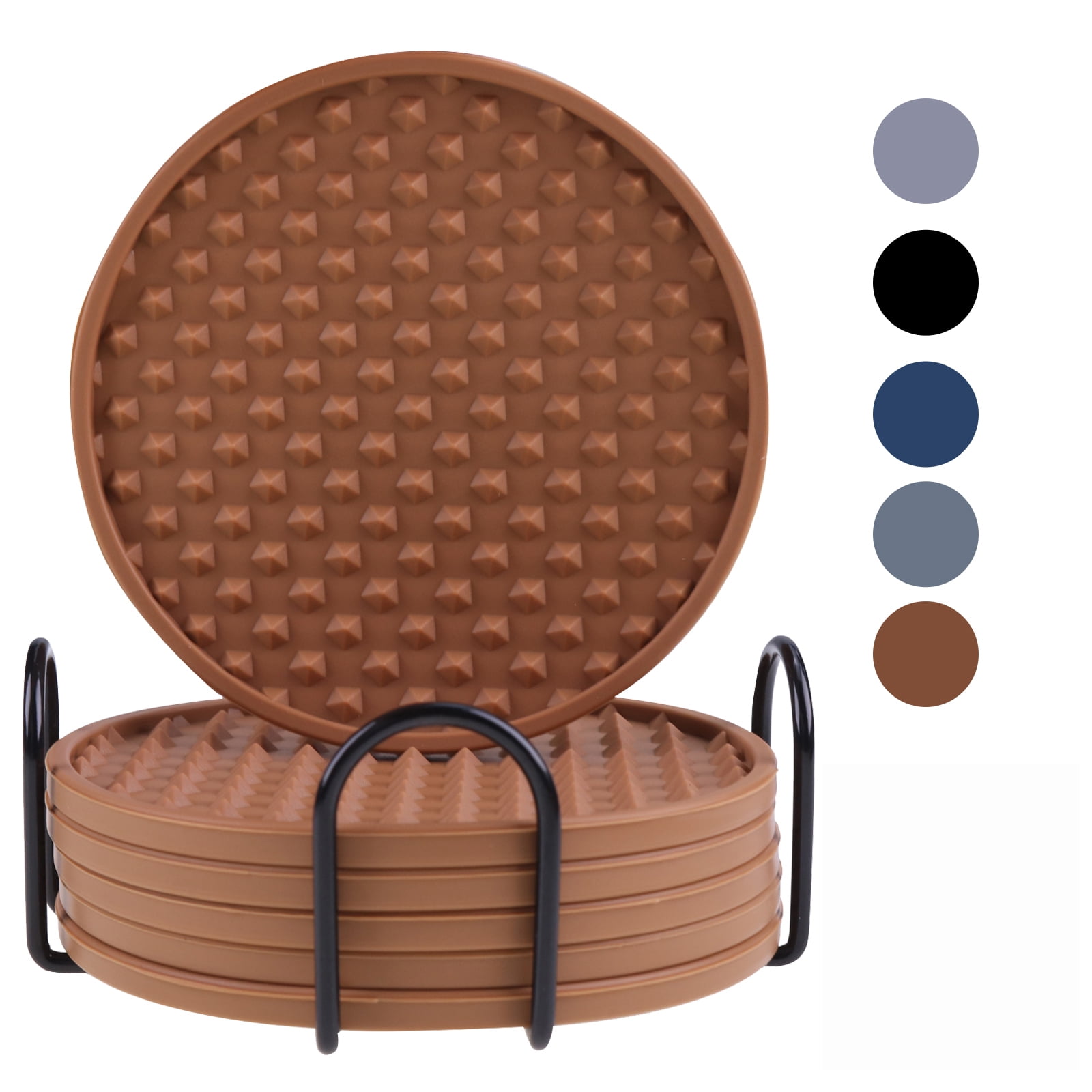 Hvacstar Coasters for Drinks, NonSlip Deep Groove Cup Mat, Heat