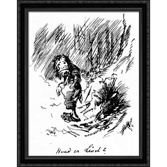 Hvad Er Divel 28x34 Large Black Ornate Wood Framed Canvas Art by Theodor Severin Kittelsen