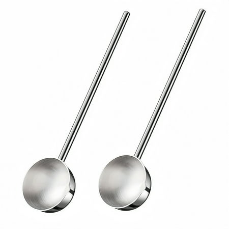 Hvanam Small Soup Ladle SUS304 Stainless Steel Metal Deep Spoon With Pour Spout 2 oz Long Handle Gravy Ladles Heat-Resistant for Kitchen Cooking Serving Soups and Drizzle Sauces 2 Pack Set (10.5 inch)