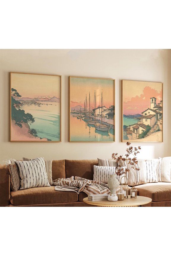Hvar Posters Vintage Croatia Coastal Wall Art Home Decor Office Wall Art Set 3