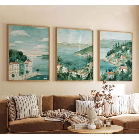 Hvar Posters Vintage Croatia Coastal Wall Art Home Decor Office Wall Art Set 3
