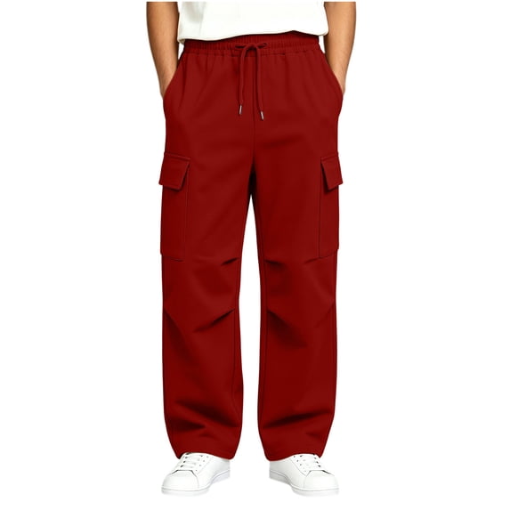 Hvarlaun Kids Sweatpants Cargo Jogger Pants for Boys and Girls with Pockets, Elastic Waist Drawstring Loose Straight Leg Casual Activewear, Sizes 4-15 Years