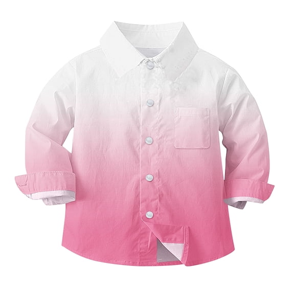 Hvarlaun Toddler Kids Patterned Button Down Shirt for Girls Boys, Long Sleeve School Top with Pocket, Back to School, 6M-8Y