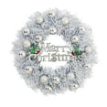 thumbnail image 1 of Hvmvliv 11.81in White Christmas Wreath for Front Door Decoration LED Lighting Balls Ornaments Wreath Hanging Outdoor Christmas Decoration White, 1 of 6