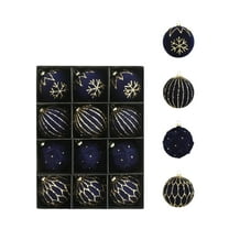 Hvmvliv 12-Piece 8cm Burgundy Velvet Christmas Balls Three Dimensional Hanging Tree Decorations Blue
