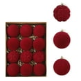 thumbnail image 1 of Hvmvliv 12-Piece Velvet Christmas Ball Ornaments 3.15 Inch Flocked Plastic Xmas Tree Decor Holiday Hanging Decorations Red, 1 of 6