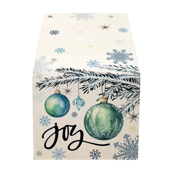 Hvmvliv 12x71 Inch Christmas Linen Table Banner with Festive Holiday Patterns for Dining Table Home Party Table Runners Decoration Multicolor
