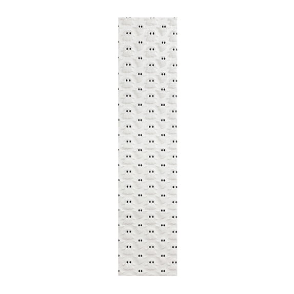 Hvmvliv 12x90 Inch Halloween Ghost Table Runner with Quilted Embroidery and Two-Tone Design for Party Table Runners Home Dining Decoration White