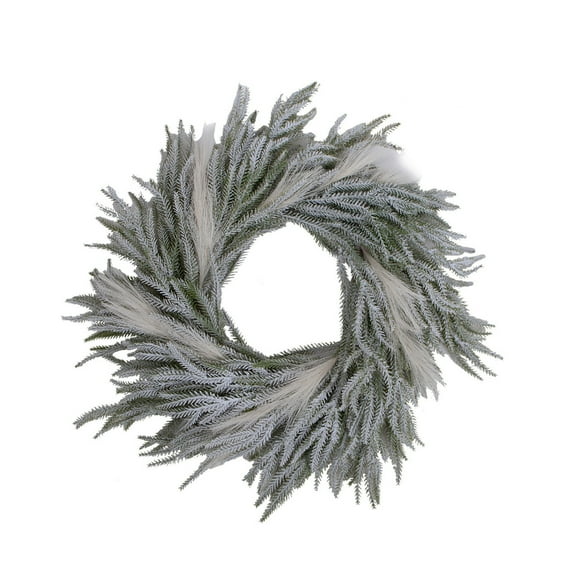 Hvmvliv 15.75in Winter Norfolk Wreaths for Front Door Artificial Soft Pine Christmas Wreath Window Wall Hanging Decor Christmas Outdoor White