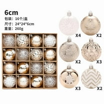 Hvmvliv 16-Pack Champagne Gold Christmas Balls Festive Ornament Set Metallic Tree Decorations Gold