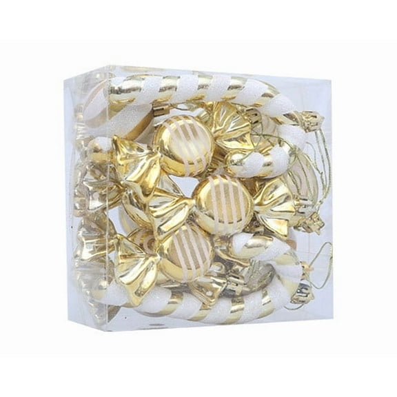 Hvmvliv 18-Piece Christmas Ball Pendant Gift Box Set Tree Accessories Decorations Holiday Ornament Collection Gold