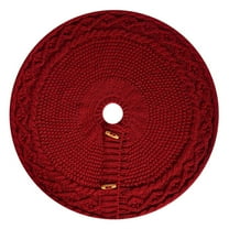 Hvmvliv 18in Christmas Knitted Tree Skirt Boho Mini Xmas Tree Skirt Christmas Tree Base Cover Rugs for Christmas Tree Decoration Red