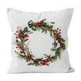 thumbnail image 1 of Hvmvliv 18x18 Inch Holiday Pillow Cover Featuring Christmas Wreath And Bells Traditional Red And Green Colors Sofa Couch Cover Multicolor, 1 of 6