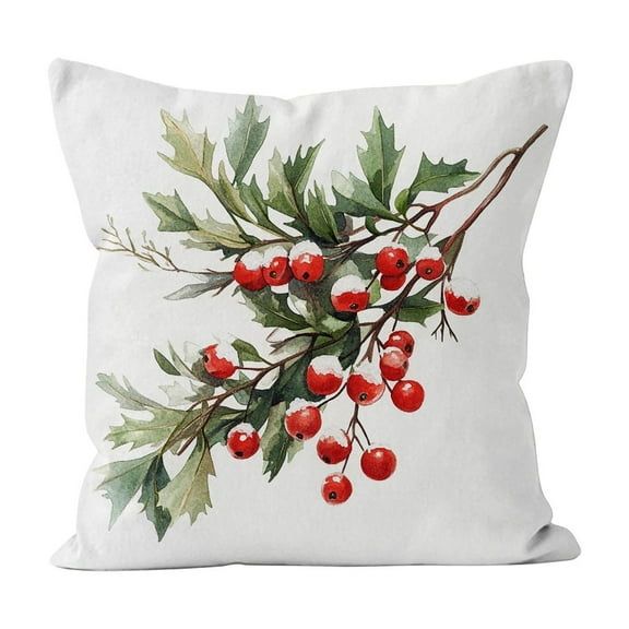 Hvmvliv 18x18 Inch Holiday Pillow Cover Featuring Christmas Wreath And Bells Traditional Red And Green Colors Sofa Couch Cover Multicolor