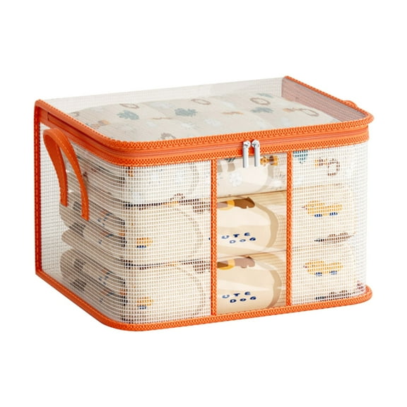 Hvmvliv 1Pc Closet Storage Clothes Storage Bag Pvc Clear Waterproof Blanket Organization and Storage for Quilts Jackets Sweaters Toys Beige