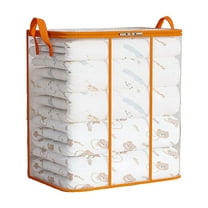 Hvmvliv 1Pc Closet Storage Comforter Storage Bag Large Capacity Clear Moving Bag with Reinforced Handle Clothing Blanket Organizer for Bedroom Orange