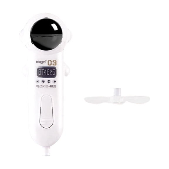 Hvmvliv 2-In-1 Fan and Electric Eraser,Clean and Thorough Erasing,Long-Lasting and Break-Resistant for Sketch,Draw,Size 1.81X4.21in White