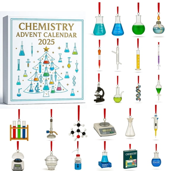 Hvmvliv 24 Days of Chemistry Christmas Surprise Gift Box Science Advent Calendar - 24 Experiments, Educational - For Science Lovers, Family Tradition, Unique Gift White
