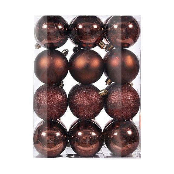 Hvmvliv 24-Pack of 30mm Christmas Tree Ball Ornaments, Colorful Plastic Hanging Decor for Xmas Party Supplies & Holiday Decorations Coffee