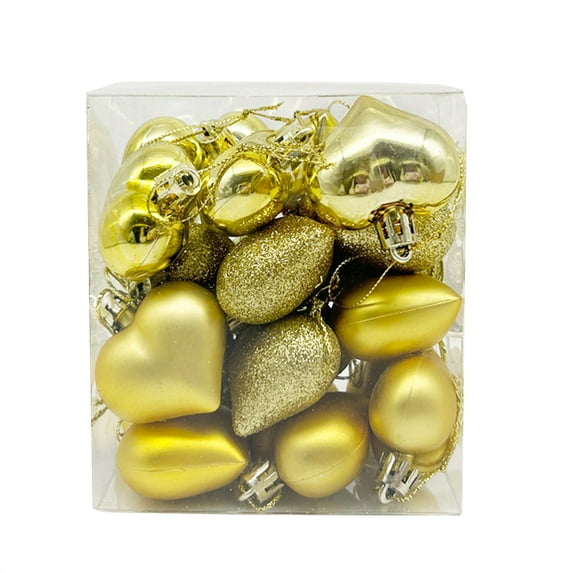 Hvmvliv 24 Pcs Valentine Heart Ornaments Set - PVC Romantic Decorations for Christmas Trees, Curtains, and Holiday Party Displays Gold