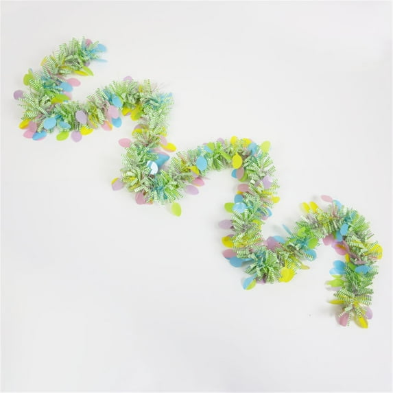 Hvmvliv 2Pc Easter Tinsel Garland Easter Hanging Decor, DIY Home Decoration for Festival and Party Multicolor