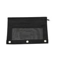 thumbnail image 1 of Hvmvliv 3 Rings Mesh Pencil Case, 2-Layer Zippered Pencil Pouch with Clear Window for Office Classroom Black, 1 of 5