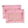 thumbnail image 1 of Hvmvliv 3 Rings Pencil Case with Zipper, Pencil Pouch with Clear Window 2 Pack for Office Classroom Supplies Pink, 1 of 9