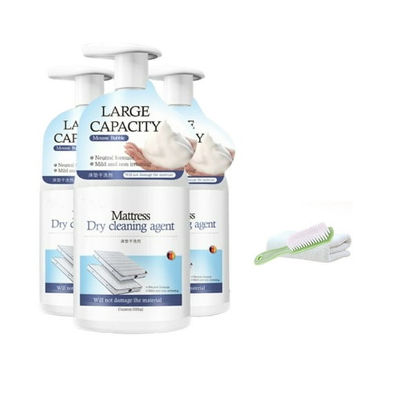 Hvmvliv 300ml Mattress Cleaner Stain Remover for Yellow Stains, Urine & Sweat - Powerful Fast-Acting Formula, Includes 3 Cleaners, 1 Brush & 1 Towel for Effortless Old Stain Removal White